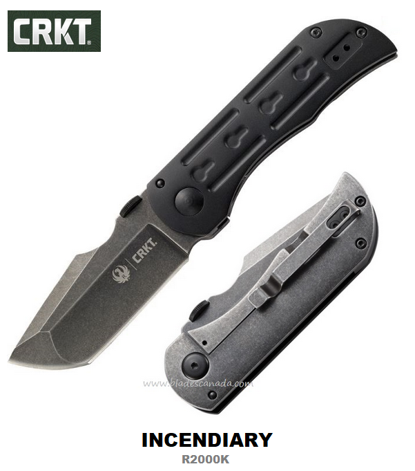 CRKT Ruger Incendiary Framelock Folding Knife, Aluminum Handle, R2000K